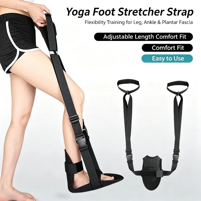 Leg Stretching Strap Yoga Foot Stretch Band Ankle Ligament Trainer with Loops for Split Flexibility Foot Drop Training