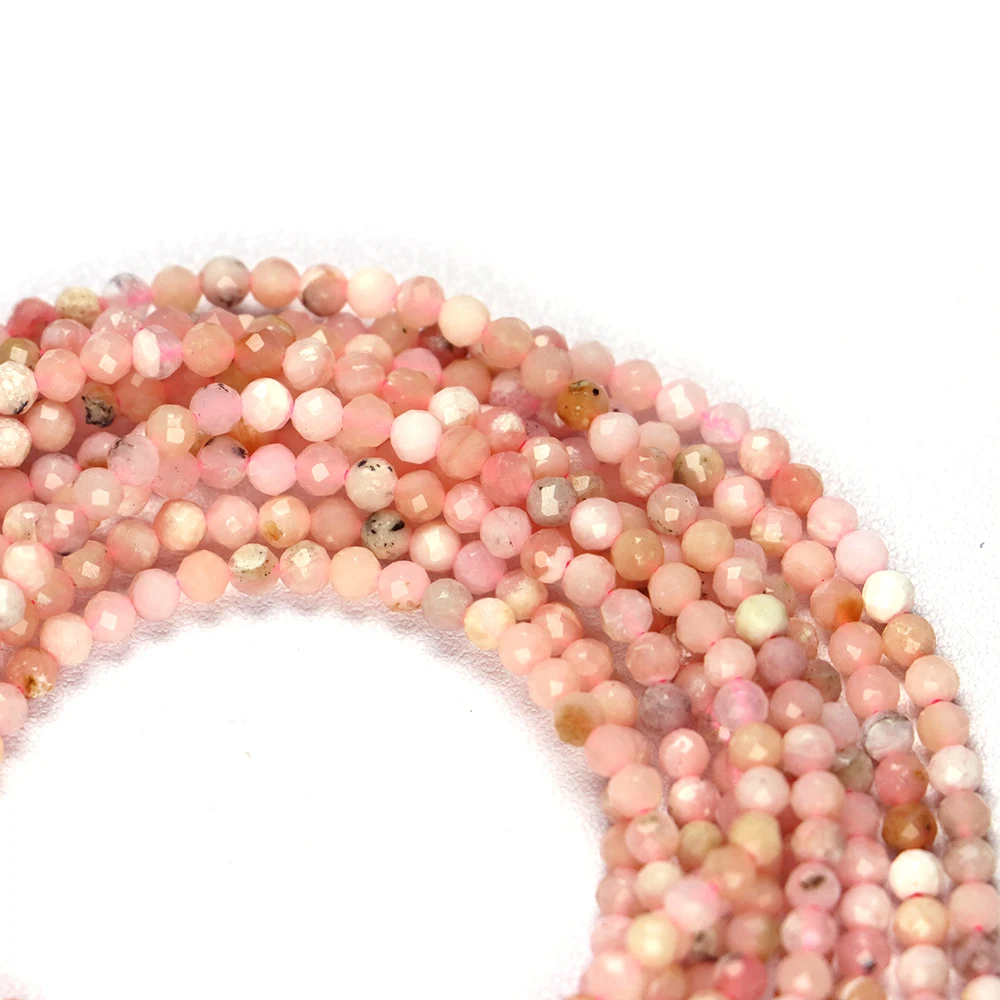 Natural Pink Opal 2mm 3mm Faceted Loose Spacer Beads for DIY Jewelry Making Bracelet Wholesale Stone Small Beads DIY Accessories