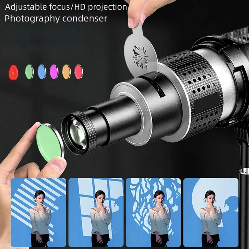 Photograph Flash Snoot Conical Lens Video Photo Studio Light Kit With Optical Spotlight Lens 25 Gobos