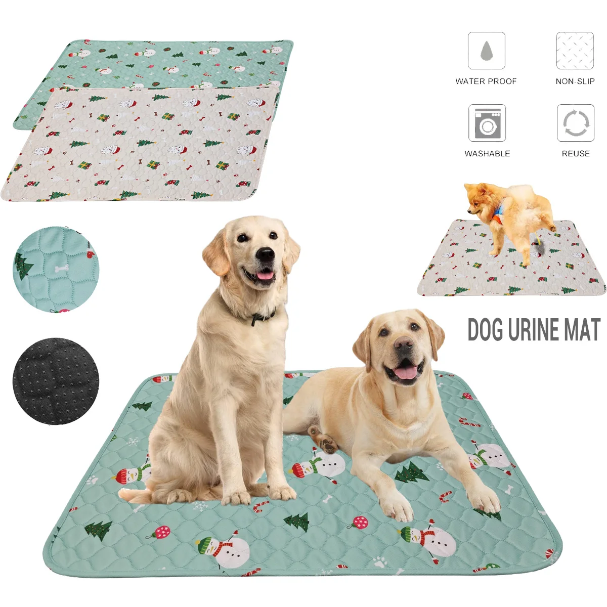 Christmas Cute Pattern Washable Dog Urine Pad Blanket Reusable Anti Slip Pet Pee Mat Puppy Training Pads Sleeping Bed for Sofa