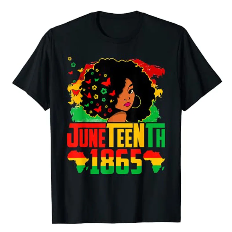 

Juneteenth Is My Independence Day Afro Melanin Black Women T-Shirt June 16 Since 1865 Graphic Tee Top Fashion Queen Woman Outfit