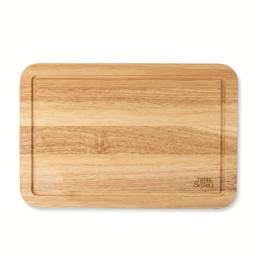 Thyme and Table Large 12" x18" Rubberwood Cutting Board with L-Shaped Anti-Slip Feet