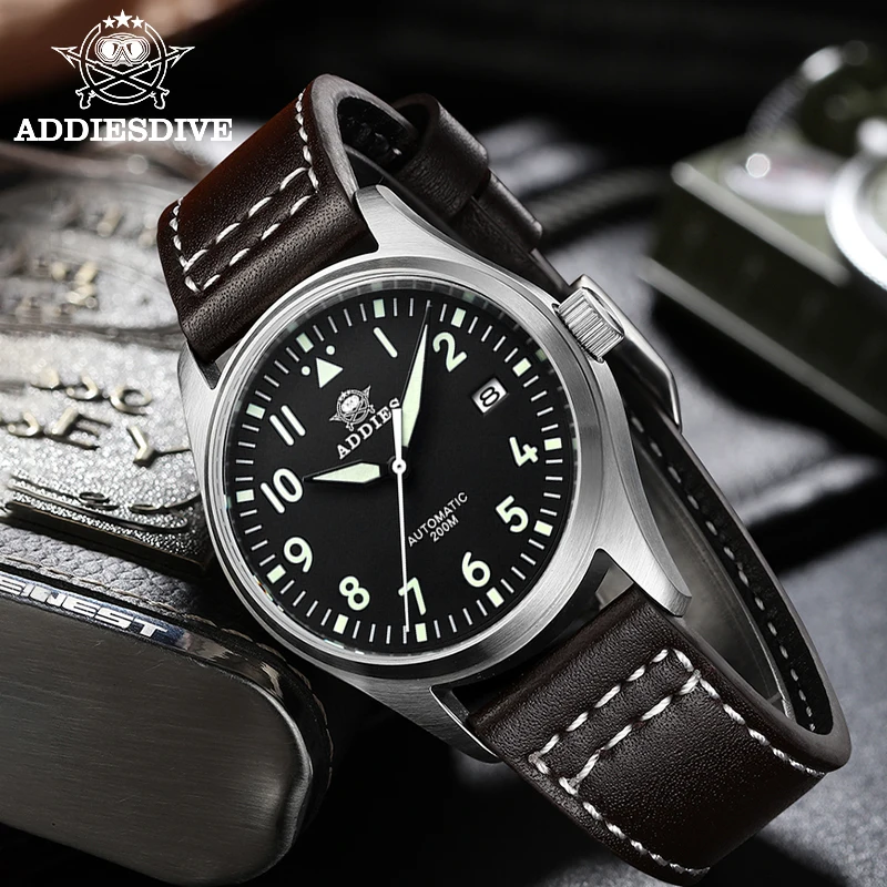 

ADDIESDIVE Men's Luxury 20Bar Waterproof Mechanical Watch Automatic Stainless Steel Sport Wristwatch with Luminous Display