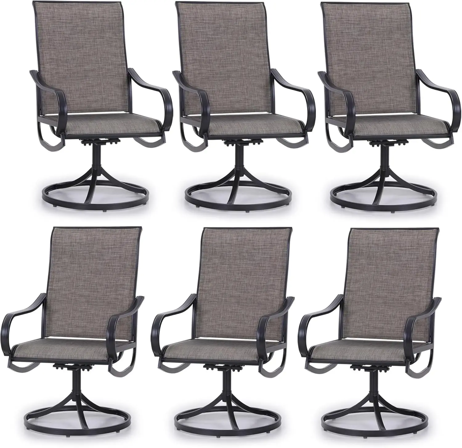 Patio Swivel Dining Chairs Set of 6 Outdoor Kitchen Garden Metal Chair with Textilene Mesh Fabric