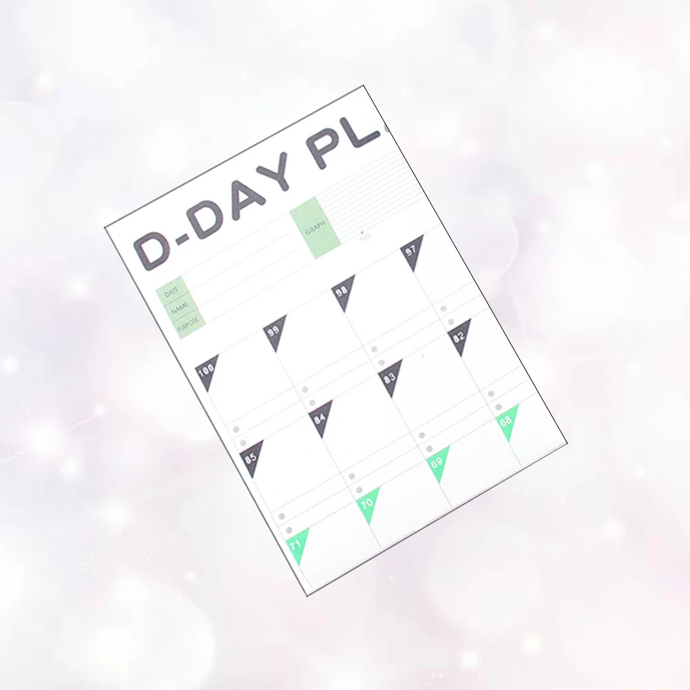 100 Day Countdown Calendar Periodic Planner Table for Learning Schedule Study Planning Safe Lightweight Design Healing