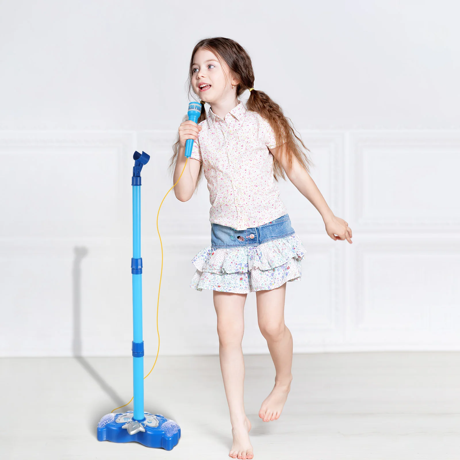 ميكروفون للأطفال باللون الأزرق التعليمي المبكر للفتيات والأولاد يطور الإبداع والتفكير والإدراك بالألوان