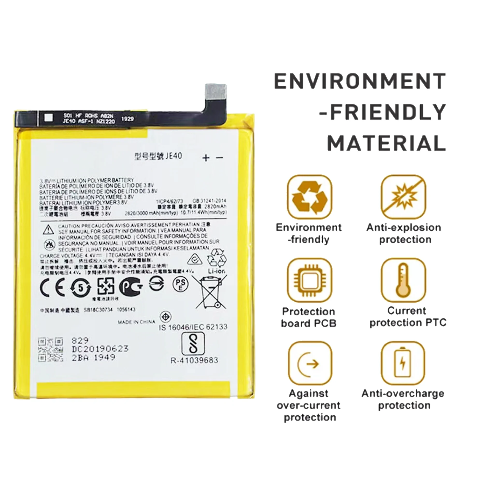 JE40 Battery JE40 For Motorola One Moto Z3 Moto G7 Play XT1941 XT1952-1 XT1952-2 XT Original Capacity Mobile Phone Bat