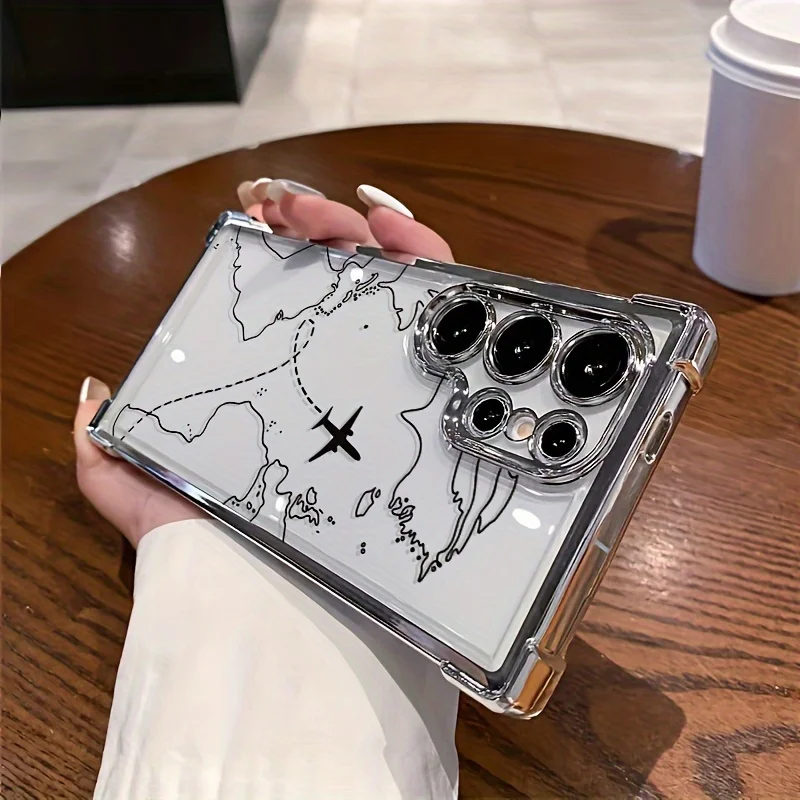 Flight path pattern phone case suitable for Samsung Galaxy S26 S25 S24 S23 S22 S20 FE/Ultra/Plus anti fall back cover