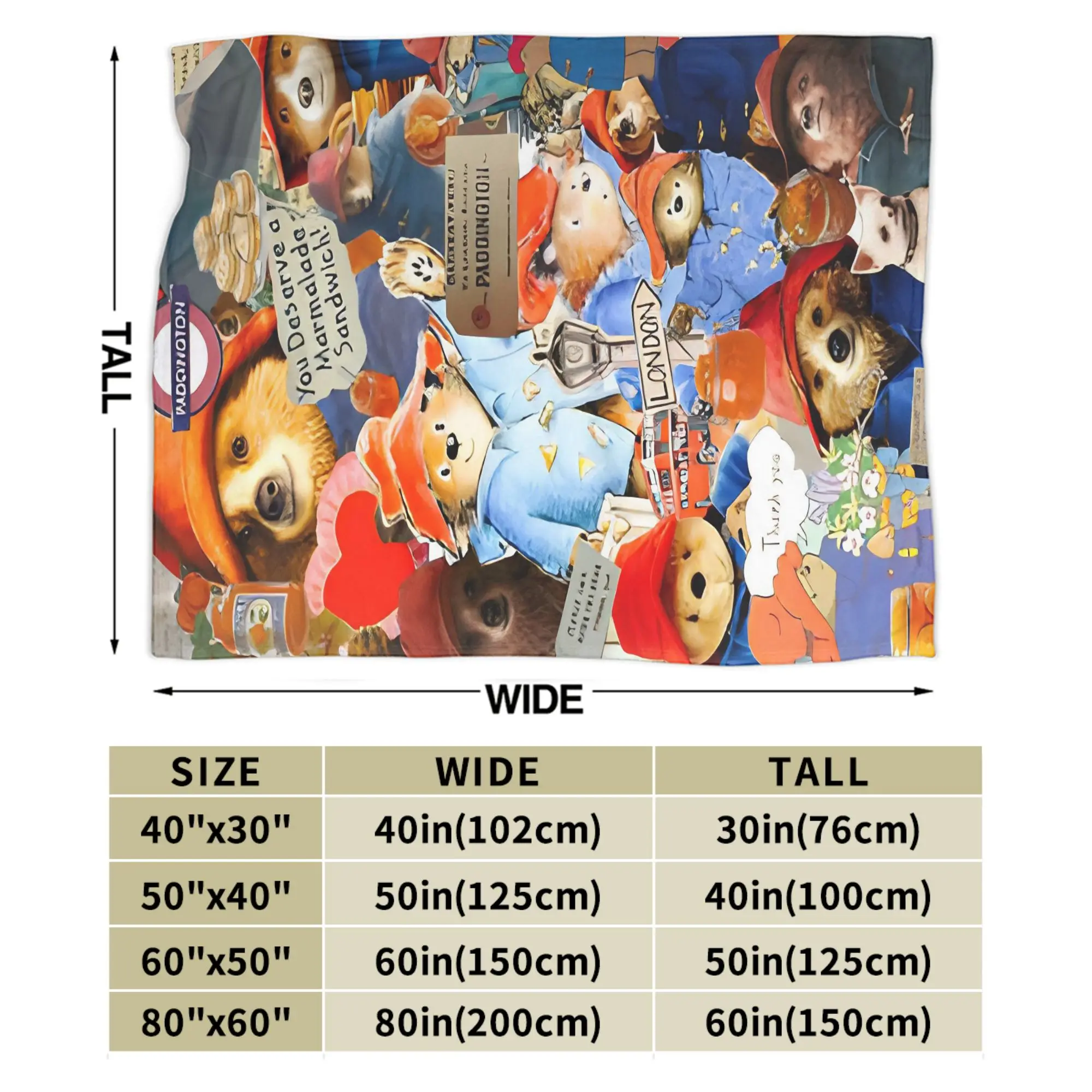 بادينغتون الدب لندن المشهد الكولاج لطيف طباعة سوبر بطانية دافئة السفر أفخم رمي بطانية الفانيلا المفرش أريكة غطاء سرير