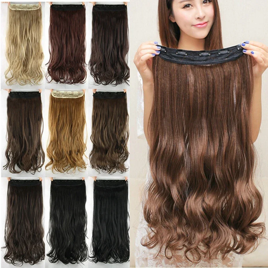 Long Curly Hairpieces Gray Natural Black Clip-in One Piece Hair Extension Hair Accessories for Women