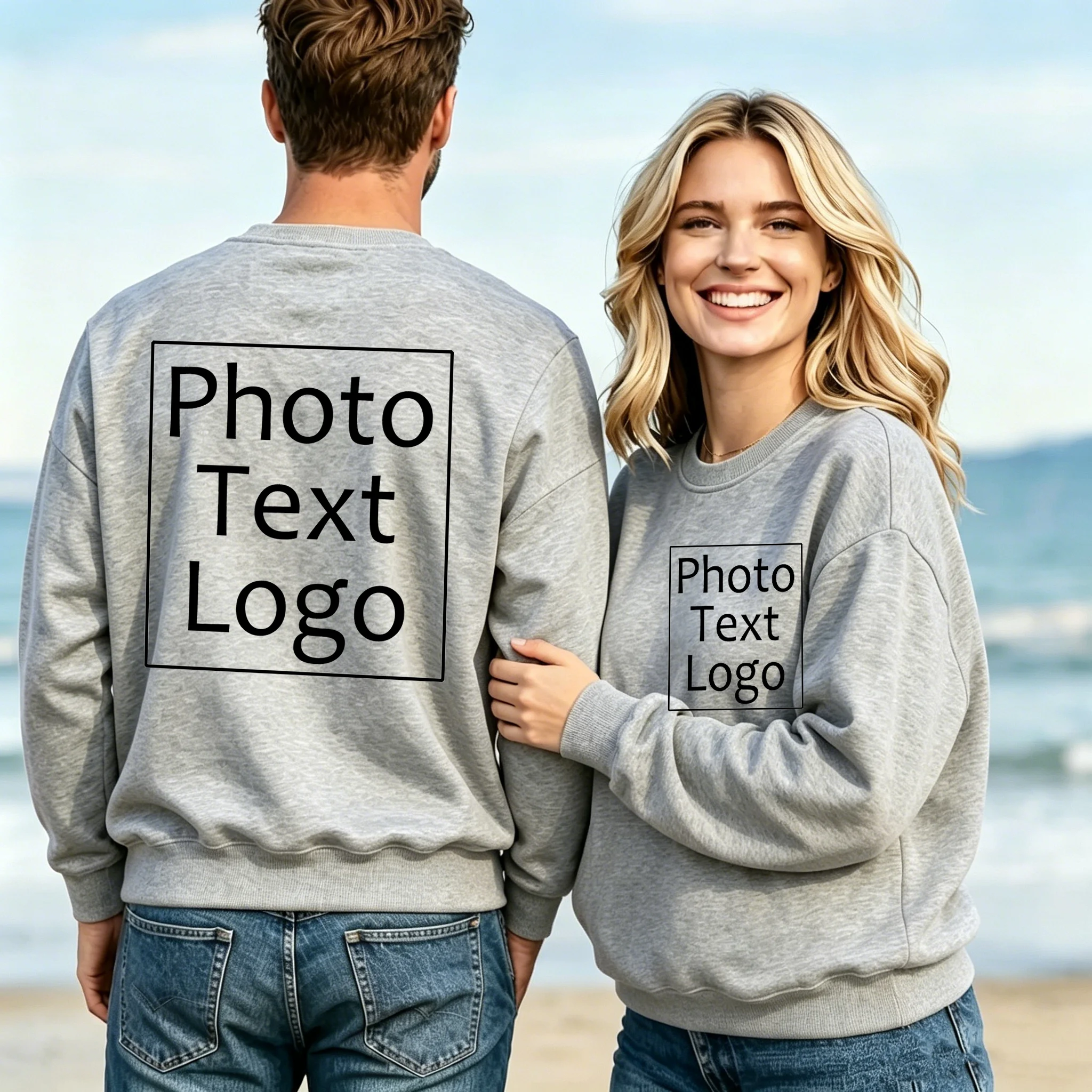 Autumn Sweatshirts Customized Print Personalized Female Casual Loose O-Neck Pullover Sport Team All-Match Top Couple Streetwear