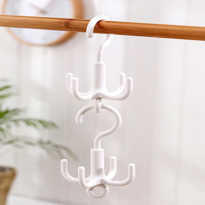 1/2pc Multifunctional Punch Free 4-Claw Rotating Plastic Hook,  Rotation Coat Hanger, Belt Organizer, Scarf Storage Rack