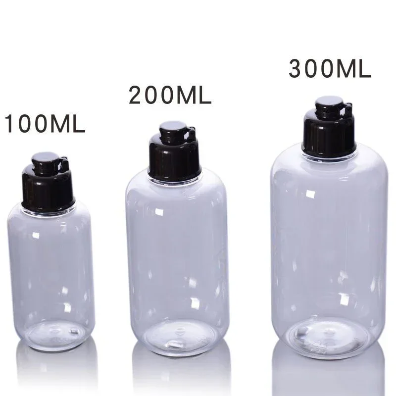 1PC 100/200/300ml Refillable Bottle Brown Clear Shampoo Shower Gel Lotion Bottles WIth Flip Cap Plastic Sub-bottling Large Size