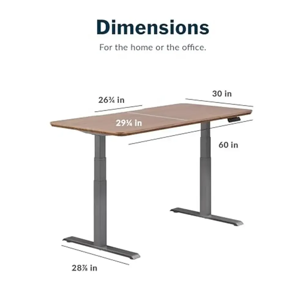 Electric Standing Desk Adjustable Height Dual Motor Home Office Gaming Setup Silent Operation T-Style Legs 60x30 Desk Memo