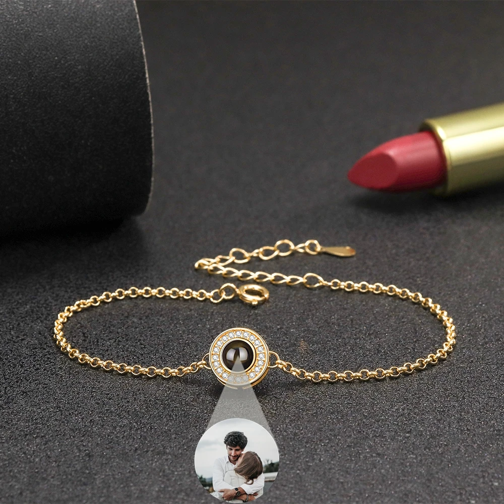

Круглый кулон, браслет с фотографией на заказ для женщин, проекционное фото, серебряный браслет 925, подарок на память для пары, новые ювелирные изделия