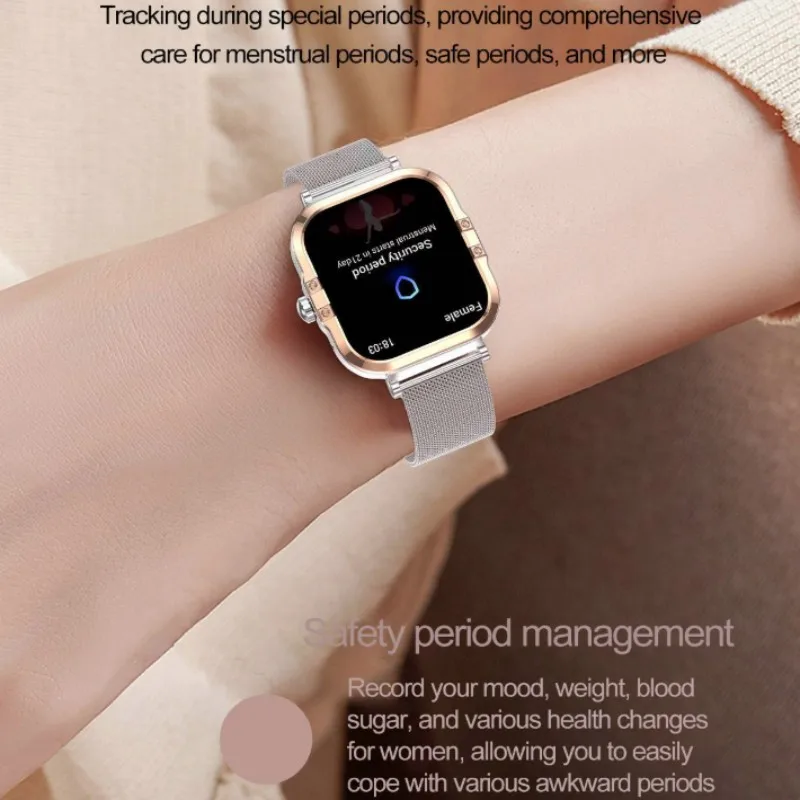Hk82 esportes moda smartwatch feminino 1.75 polegadas amoled tela hd ai função nfc bt chamadas informações empurrar gerenciamento menstrual
