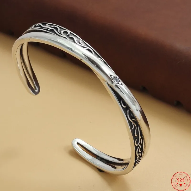 S925 Sterling Silver Bracelets for Women Men 2023 New Women's Fashion Eternal Vine Cross Twist Bangle Pure Argentum Jewelry