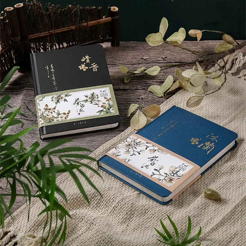 

Creative Colorful Page Notebook Chinese Style Hardcover Diary Books Weekly Planner Handbook Color Inside Gift for Students