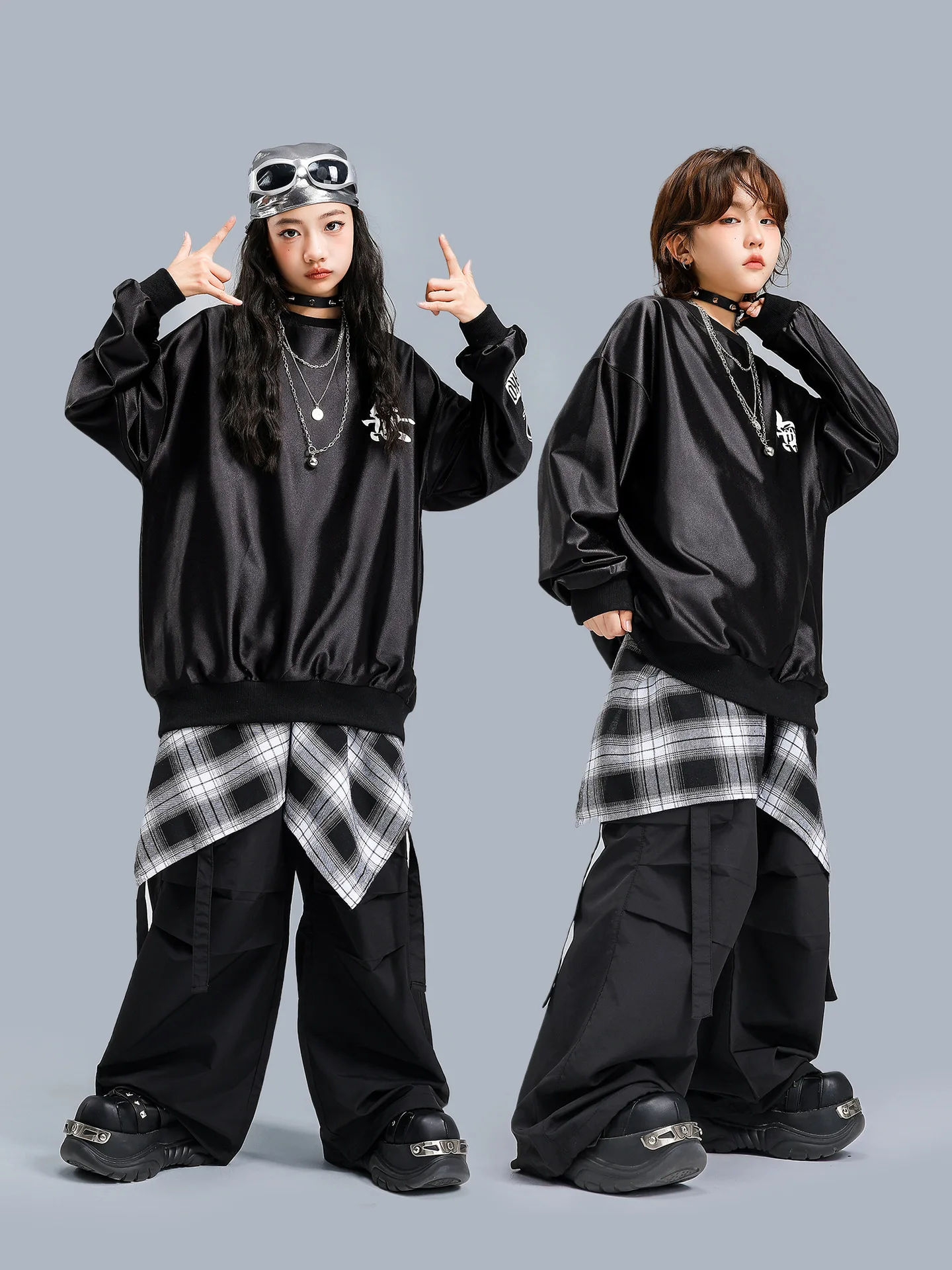 Boys Hip Hop Dance Clothing Long Sleeve Red Top Shuffle Pants Grils Group Performance Jazz Dance Costume Child Streetwear