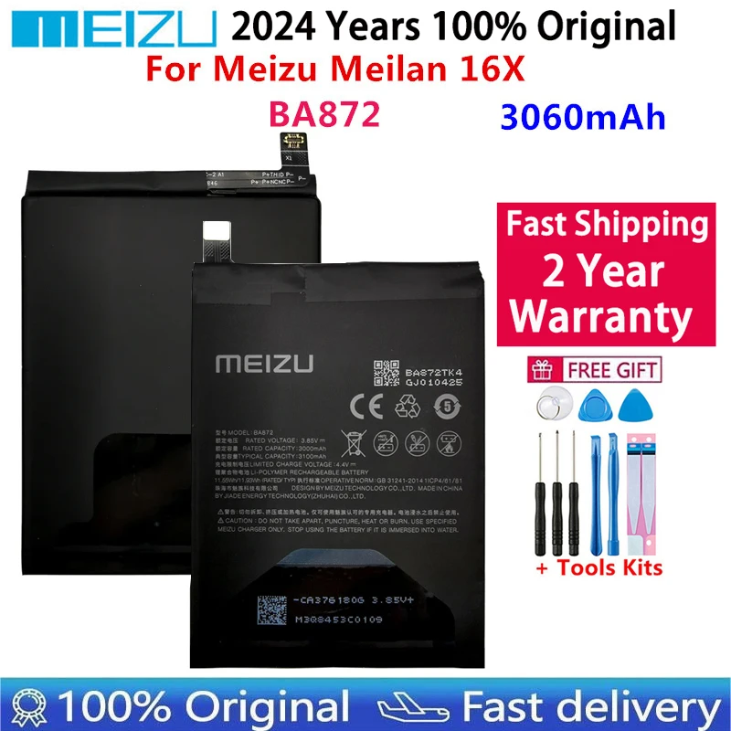 

Meizu 100% Original 3060mAh BA872 Battery For Meizu Meilan 16X Phone Latest Production High Quality Batteries Bateria+ Tools