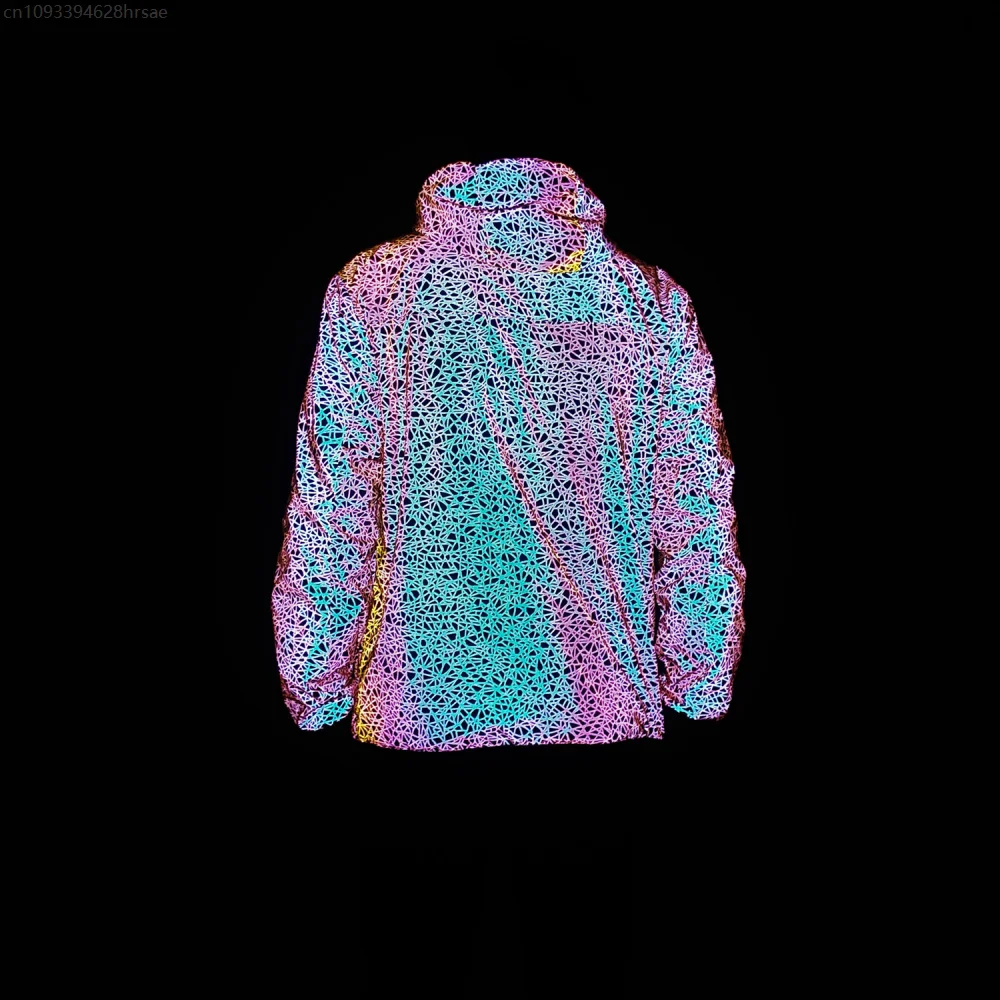 الخريف الشتاء الملونة سترة عاكسة الرجال عارضة مقنعين الرجال السترات الهيب هوب سترة واقية الشارع الشهير معاطف