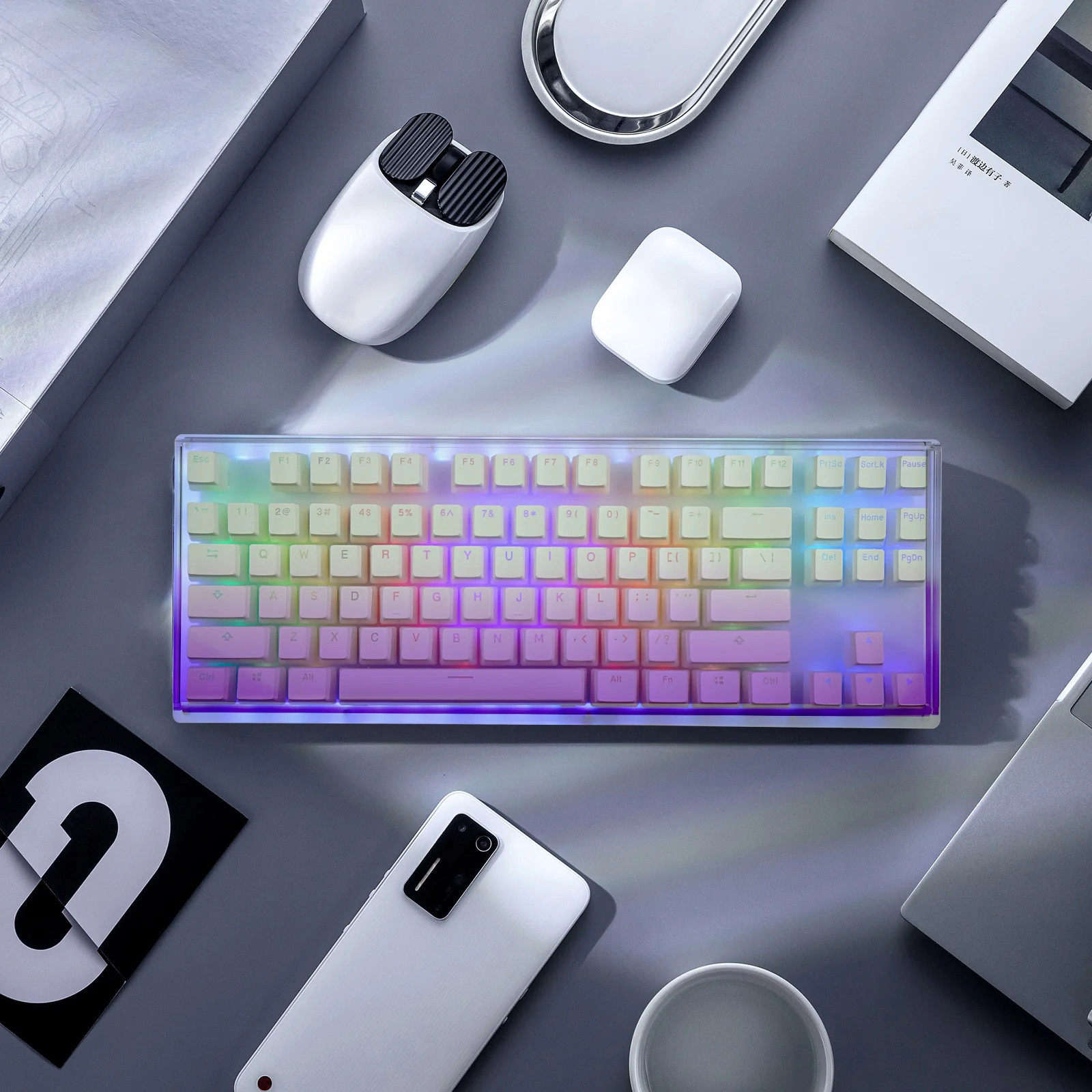 Teclado Geekria Tenkeyless Acrílico, Capa Protetora para Computador TKL 80% Compacto de 87 Teclas, Teclado Mecânico para Jogos