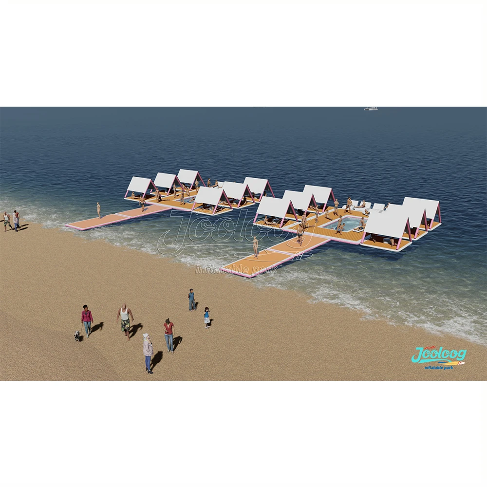 Free Design Your Venue Inflatable Floating Platform Cabana Island For Entertainment