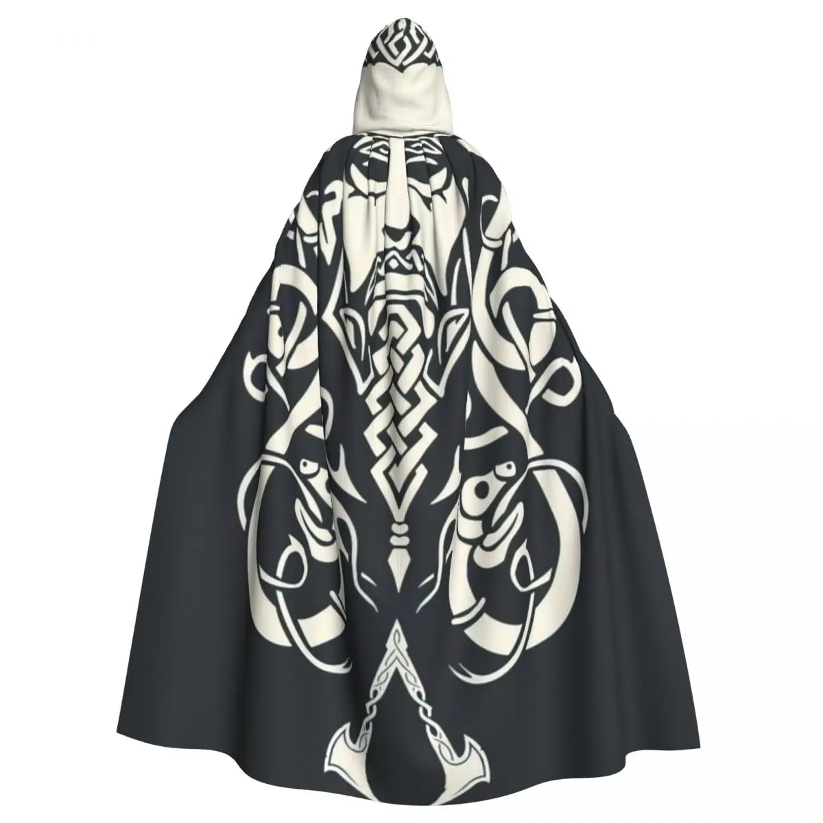 

Viking Hooded Cloak Halloween Party Cosplay Woman Men Adult Long Witchcraft Robe Hood