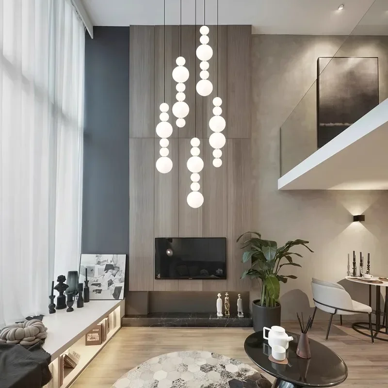 Nordic Minimalist Design Glass Ball Led Pendant Lights for Villa Showroom Hotel Stair Chandelier Home Decor Art Hanging Fixture