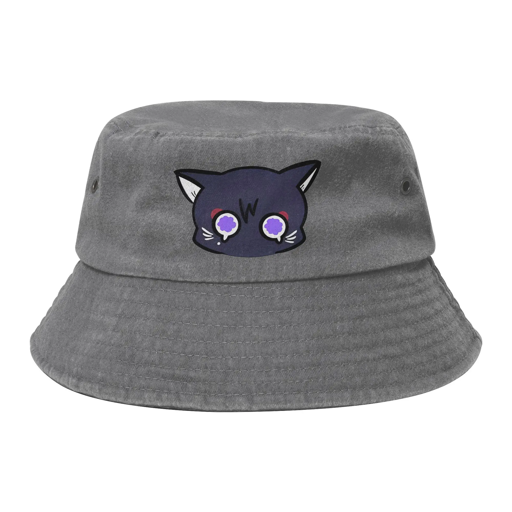 Spring Scarameow Wanderer cat Bucket Hats Women Men Distressed Denim Hot Sun Hats Genshin Impact Bob Hat Fishing Cap
