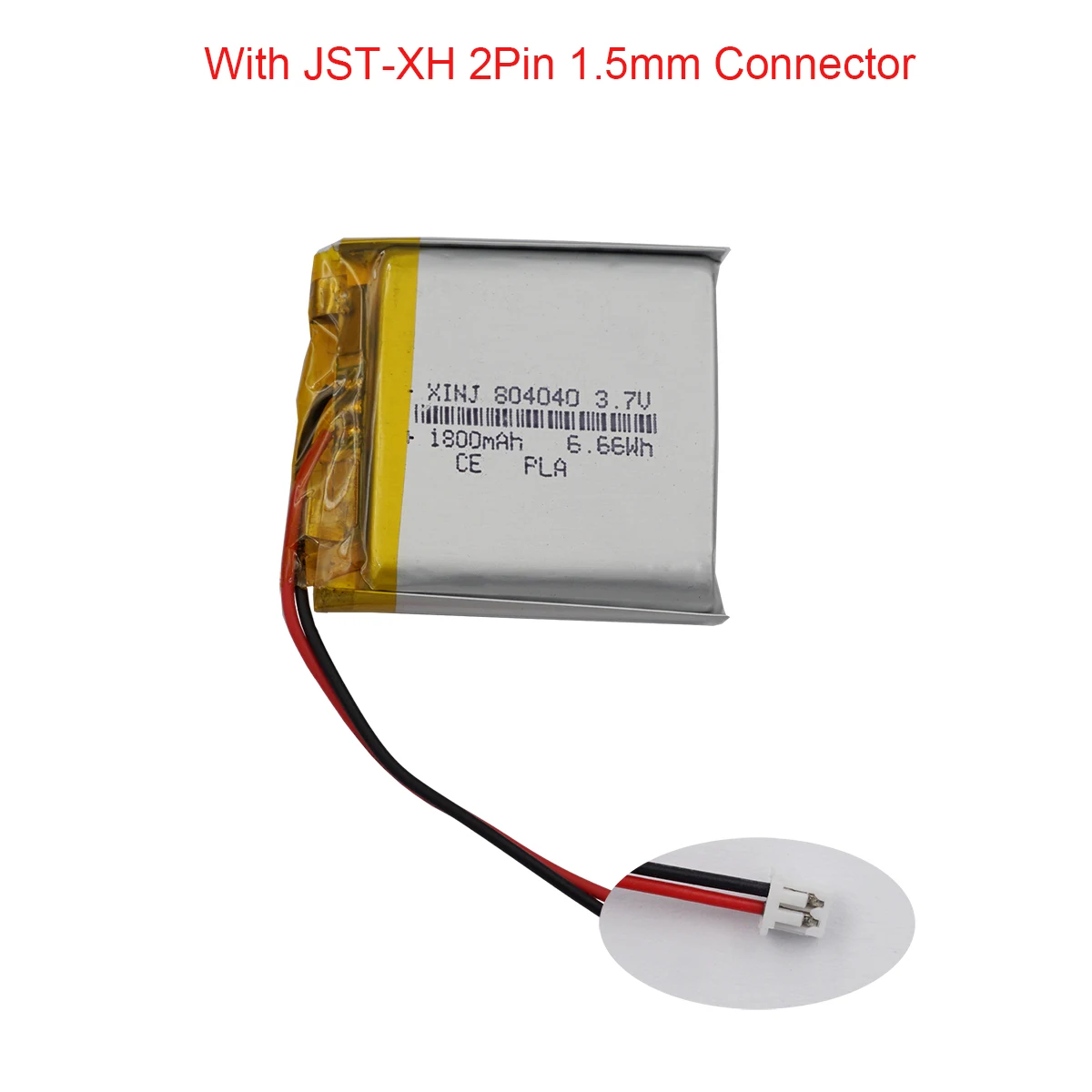 

3.7V 1800mAh 6.66Wh Rechargeable Polymer Li Lithium Battery 804040 JST 2Pin 1.5mm Connector For GPS DashCam LED Tablet PC