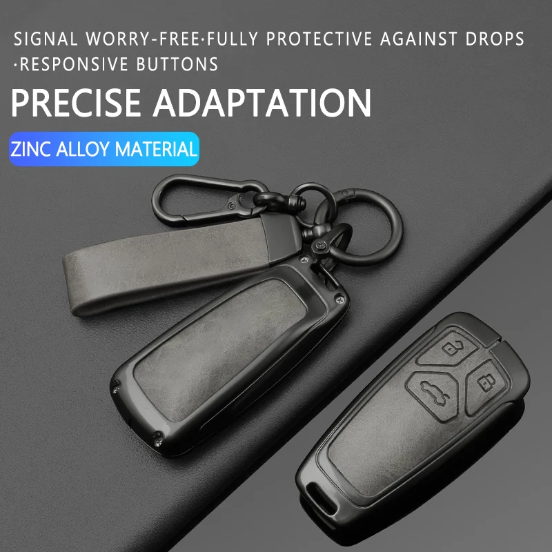 Zinc Alloy Leather Car Key Case Cover For Audi A4 B9 A5 A6 8S 8W Q5 Q7 4M S4 S5 S7 TT RS Coupe Protector Keychain Accessories