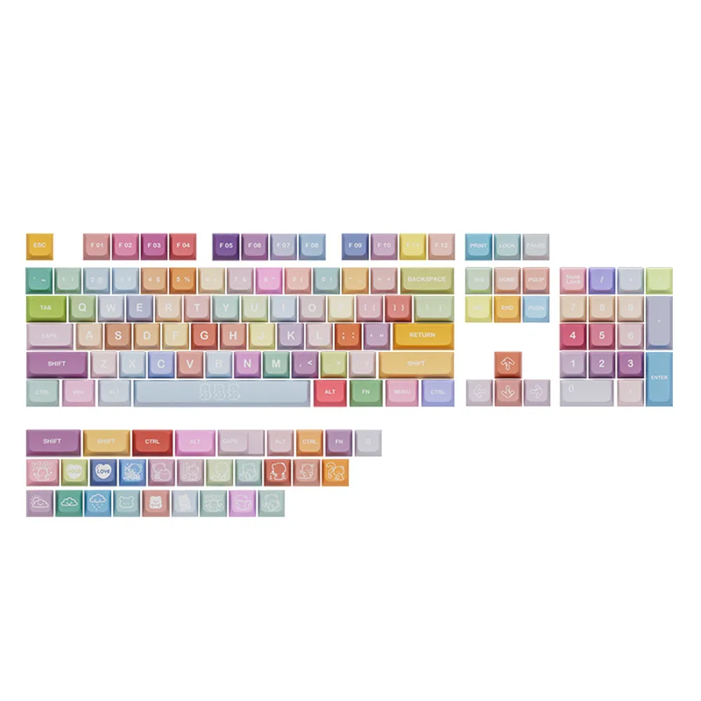 Gummy Bear Personality Key Cap Cute Theme Colorful PBT Dye Subbed Keycap Set Custom DIY For Mechanical keyboard