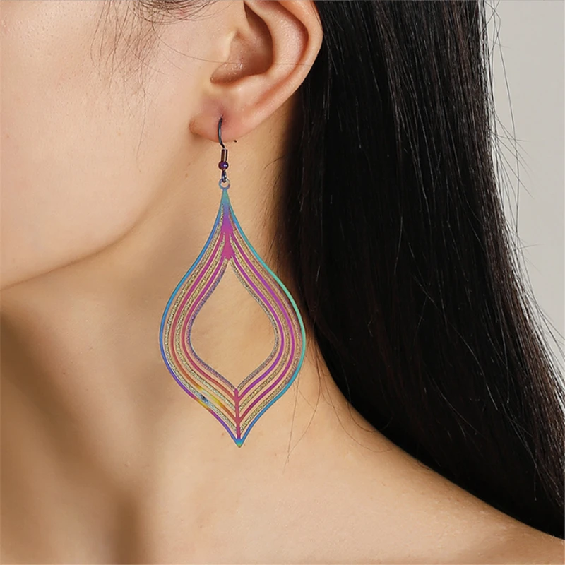 20Pcs/Lot New Creative Stainless Steel Hollow Flower Waterdrop Charms Connectors DIY for Earrings Jewelry Findings Accessories