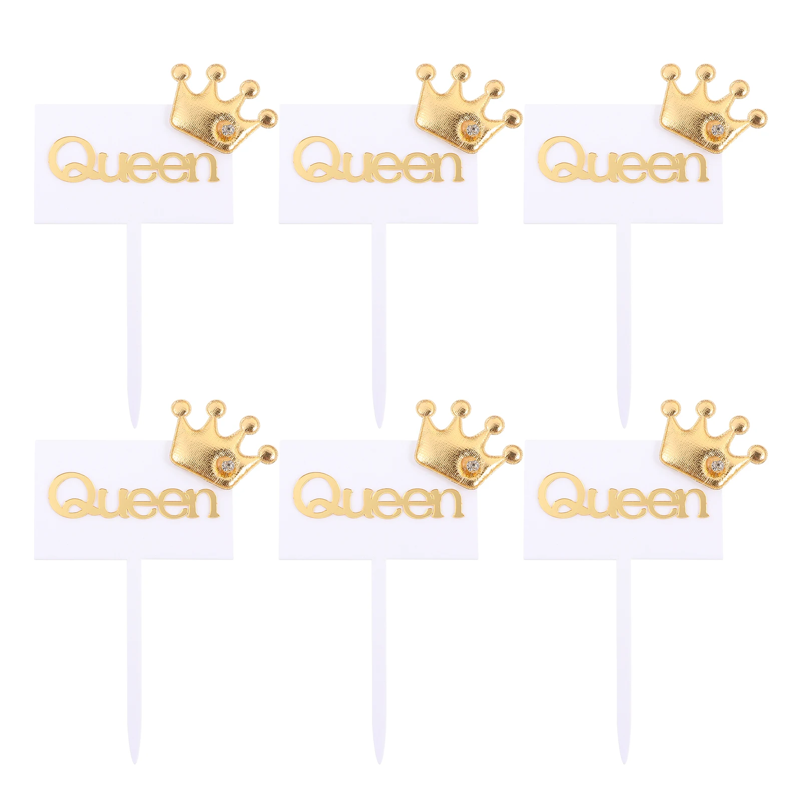 

6 Pcs Crown Cake Topper Acrylic Birthday Decor Happy Princess Child Party Supplies Cake Insert Cards Durability Use