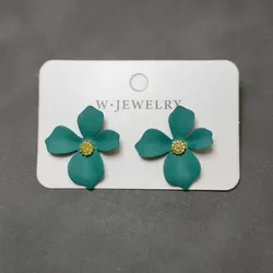 925 Silver Needle Green White Pink Yellow Black Red Purple Flower Earrings For Women Jewelry 2024 Trending New Stud Earrings Z40