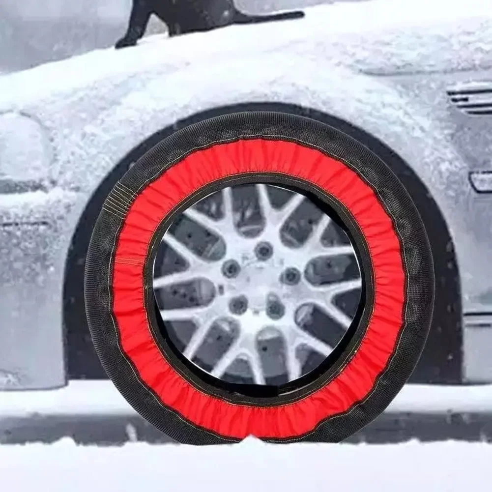 2PCS Anti-skid Chains Car Wheel-Emergency Tire Chain Snow Socks Winter Black Red Car Accessories Super Fiber Nylon