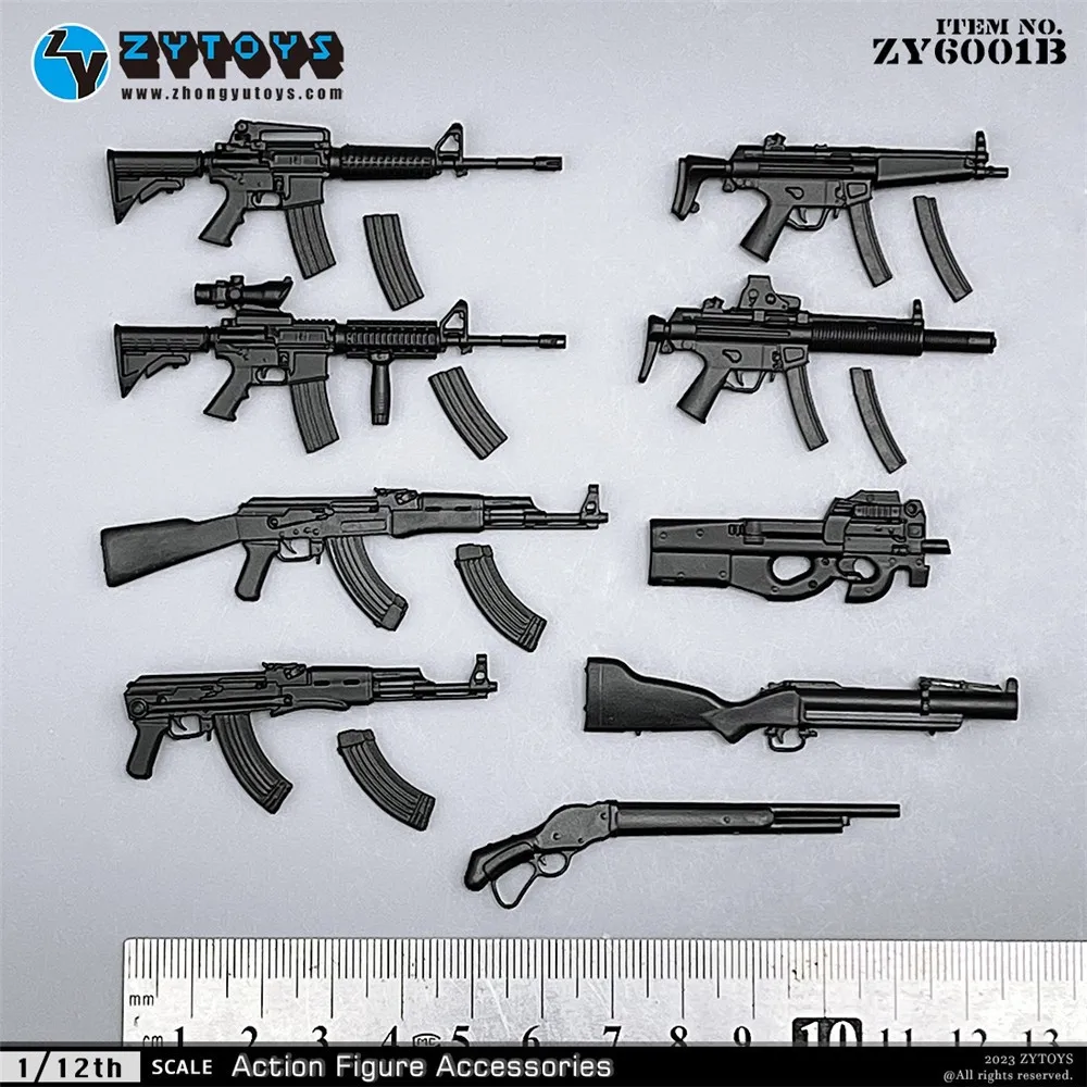 In Stock ZYTOYS 1/12 Gun Model Game Weapon ZY6001 Nine Guns Model for 6