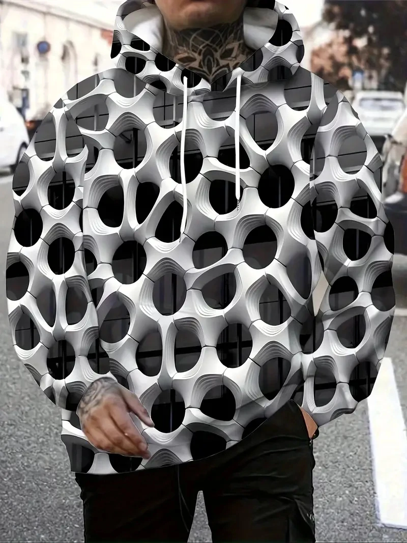 

New 3D Geometry Man Hoodies Fashionable Digital Tribal Printing Hooded Trendy Cheap Amazon Independent Wholesale Hoody Clothing