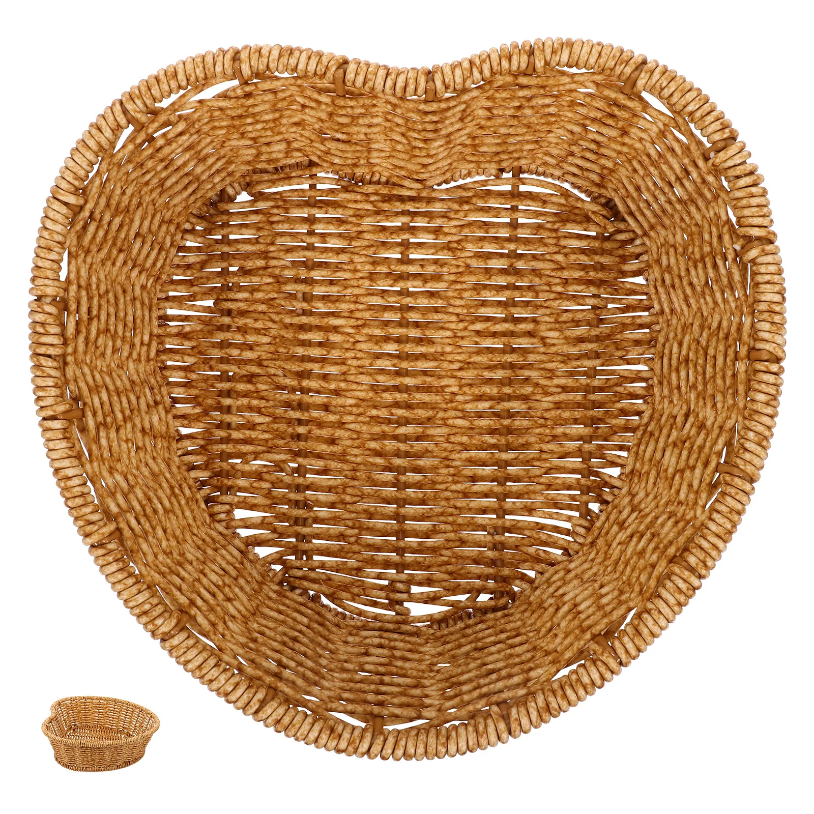 

Heart Shape Imitation Rattan Woven Basket Multi-Function Fruit Dessert Storage Container For Kitchen Home Party Use Hand Woven