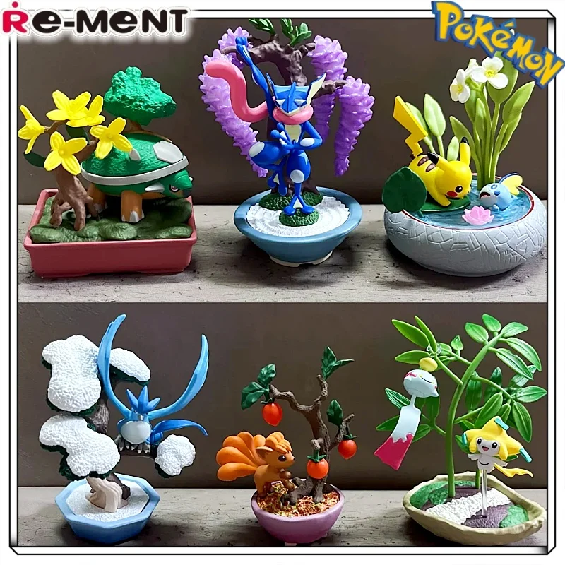 New Re-Ment Pokemon Pocket Bonsai Vol.3 With The Changing Seasons Pikachu Greninja Micro Scene Model Collectible Toy Gift