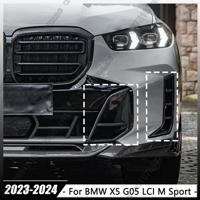 

M60 Style Front Bumper Side Air Vent Trim Grill For BMW X5 G05 LCI M Sport 2023-2024 Fog Lamp Frame Splitter Fog Light Cover