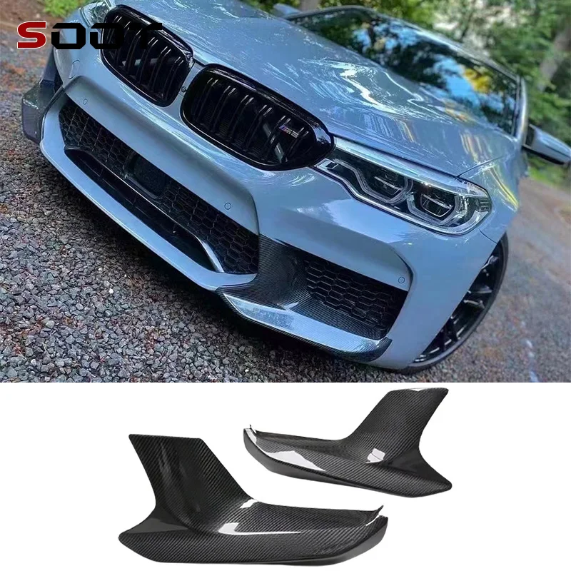 

Для BMW M5 F90 2017-2020 угол обертывания из углеродного волокна, углеродный, защита от столкновений, угол переднего бампера, обновленный комплект кузова