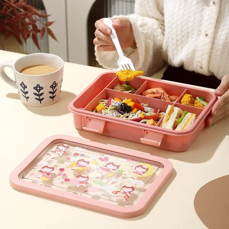 1500ml Cartoon Bento Box For Students Office Rectangular Leakproof Lunch box Children's Food Container Microwave Oven Tableware