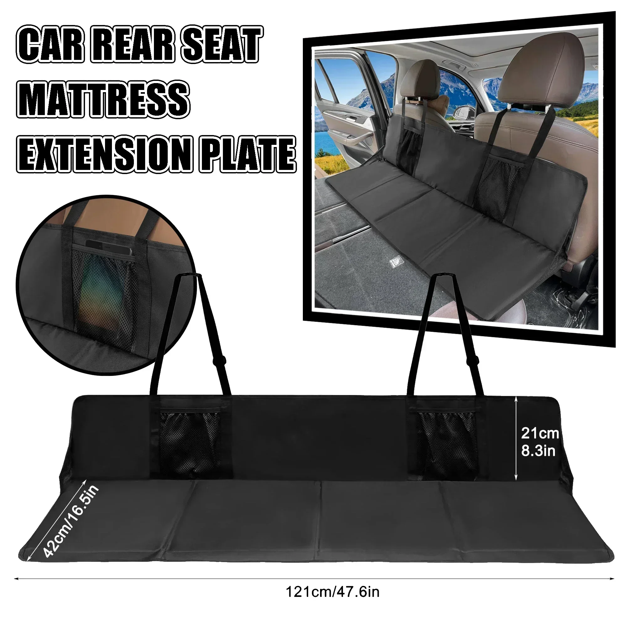 Universally Car Bed Sleeping Mat SUV Rear Seat Extension Board Folding Travel Camping Mattress Trunk Sleep Comfort Head Guard