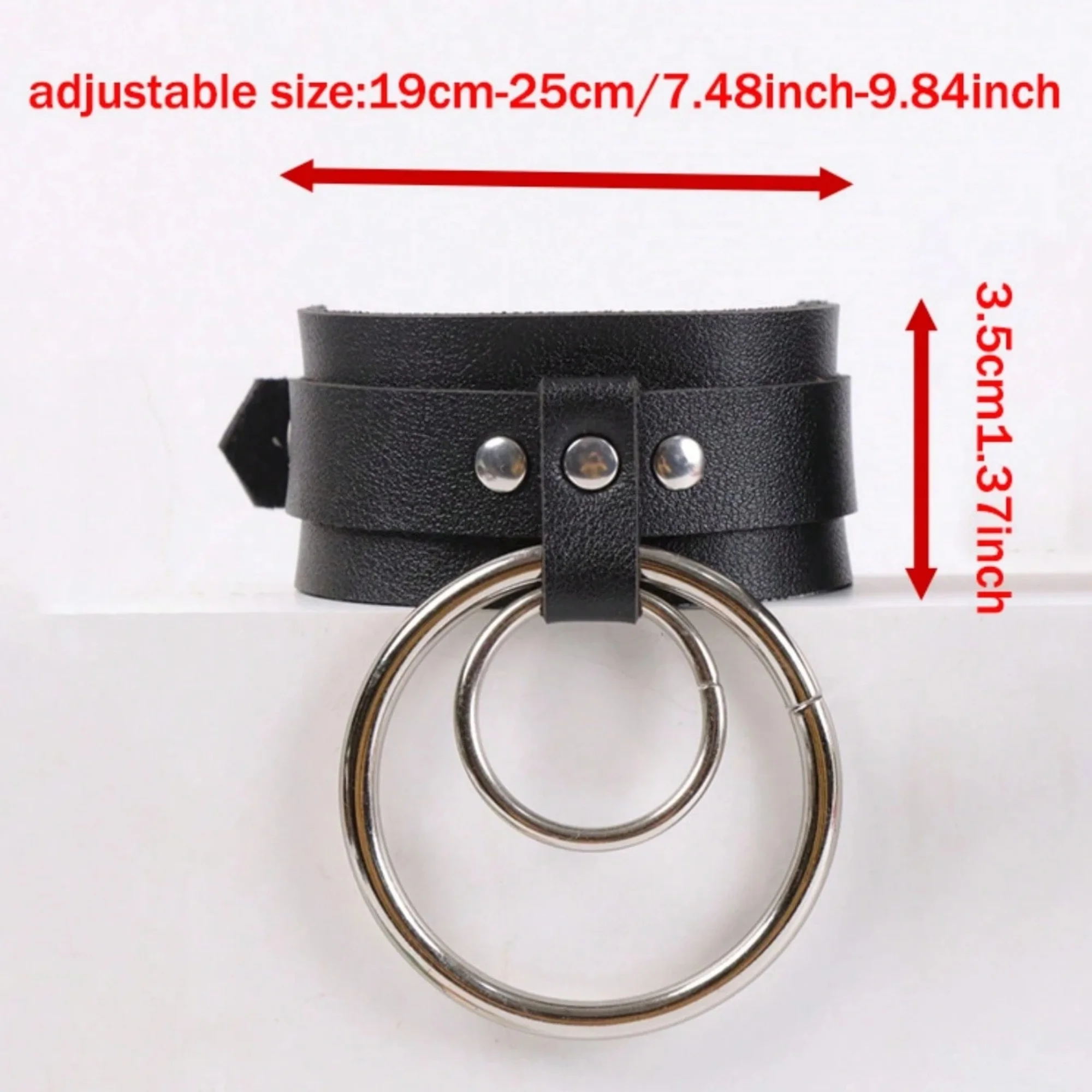 1 Paar stilvolle Knöchelriemen aus Metall mit Ringen | Fußkettchen aus PU-Leder | Dating-Accessoire – Detail 5