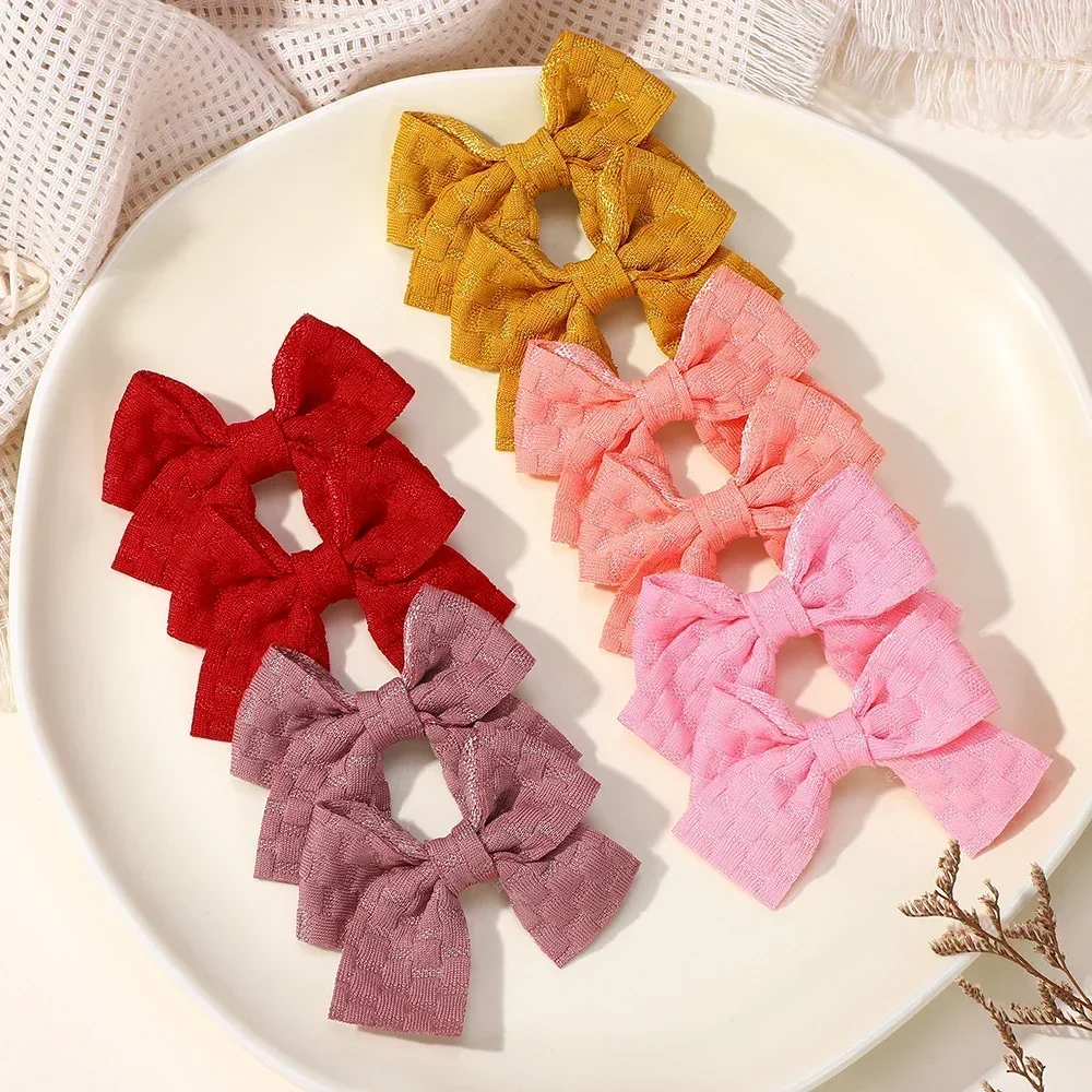 6/10Pcs Lattice Hair Bows Hair Clips for Girls Hairpin Handmade Cute Baby Bows Barrettes Headwear Children Hair Accessories Gift