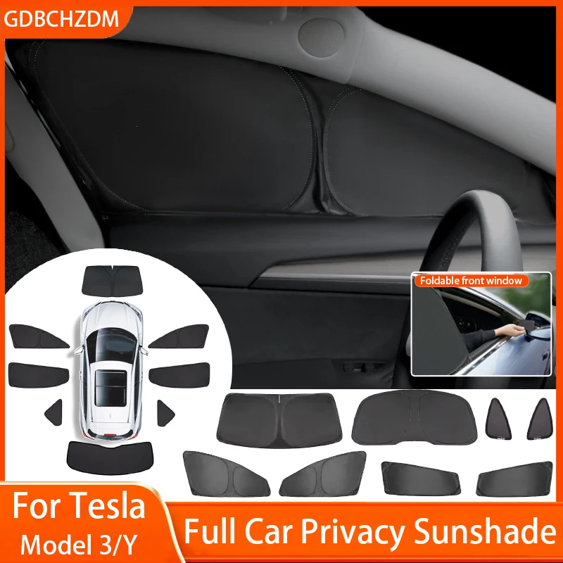 

For Tesla 2017-2025 Model 3/Y Whole Car Sun Shade Car Windshield Sunshade Cover Front Side Window Privacy Blind Shading
