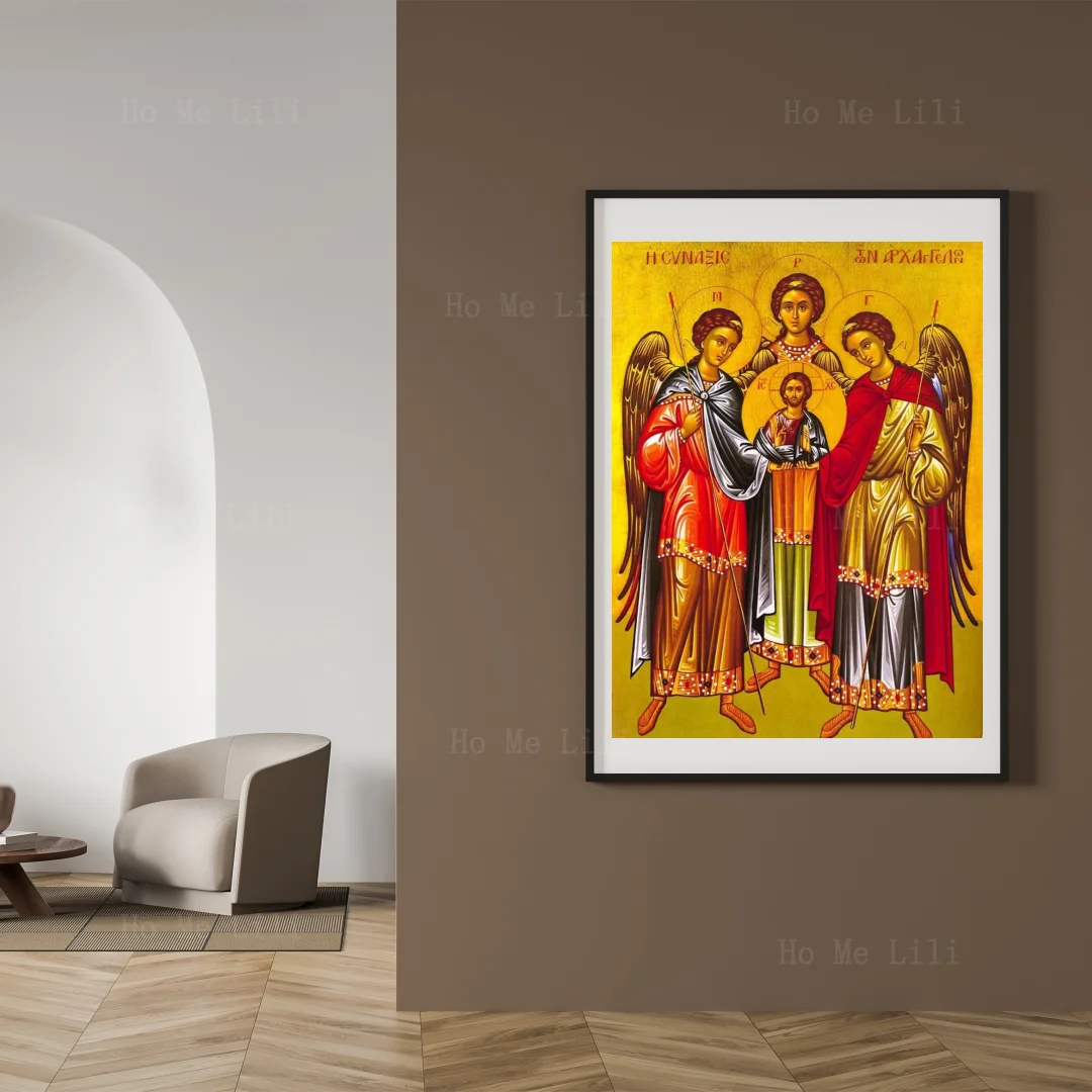 Synaxis Of The Three Holy Archangels Michael Gabriel And Italian Painters Canvas Wall Art For Livingroom Decor