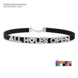 Sexy Bad Words All Holes Open Letters Choker Necklace Women Men Suggestive Adult Chocker Collar Cosplay Custom Jewelry Gift